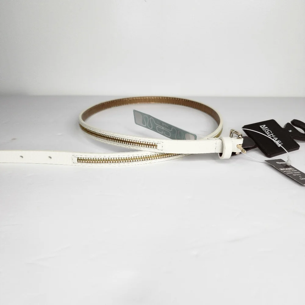MICHAEL KORS White Leather Belt NWT.
